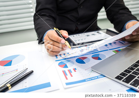 Bankers are analyzing financial data Bankers are analyzing financial data 37118389