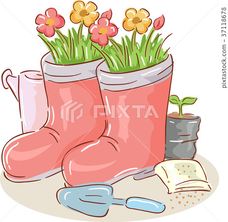 Boots Garden Planter Illustration Boots Garden Planter Illustration 37118678