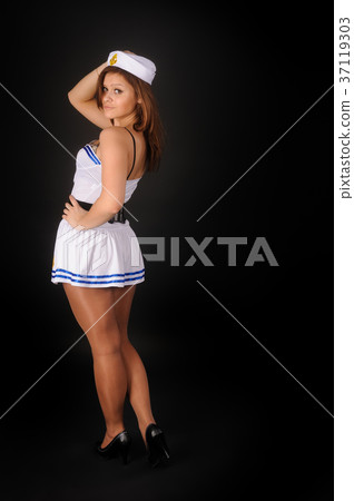 Young beautiful smiling sailor woman 37119303