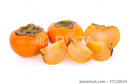 ripe persimmons isolated on white background ripe persimmons isolated on white background 37120024
