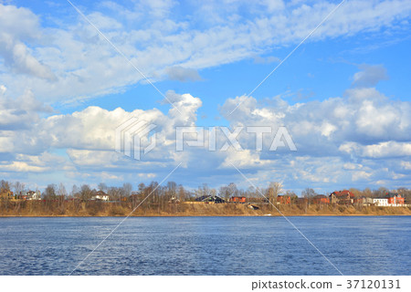 View of Neva river at spring day. View of Neva river at spring day. 37120131
