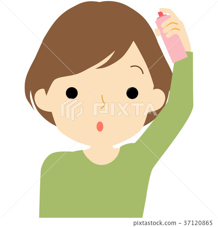 Woman spraying hair 37120865