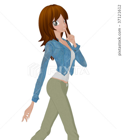 休閒打扮的年輕女性permimg2DCG插圖素材 休閒打扮的年輕女性permimg2DCG插圖素材 37121612