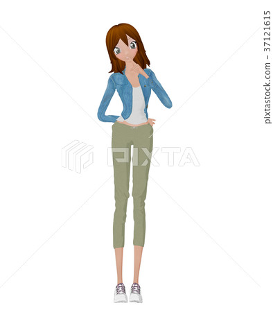Casual dressed young women permimg2DCG illustrations material Casual dressed young women permimg2DCG illustrations material 37121615