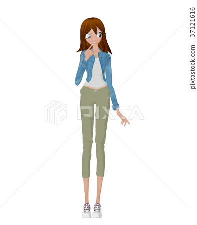 休閒打扮的年輕女性permimg2DCG插圖素材 休閒打扮的年輕女性permimg2DCG插圖素材 37121616