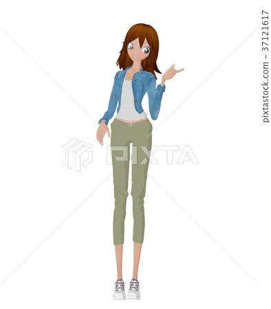Casual dressed young women permimg2DCG illustrations material Casual dressed young women permimg2DCG illustrations material 37121617