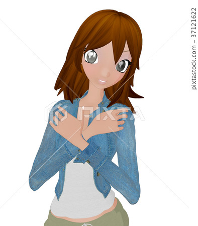 休閒打扮的年輕女性permimg2DCG插圖素材 休閒打扮的年輕女性permimg2DCG插圖素材 37121622