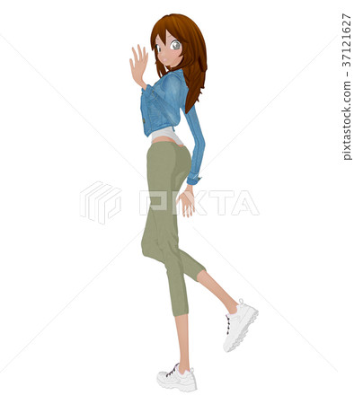 Casual dressed young women permimg2DCG illustrations material Casual dressed young women permimg2DCG illustrations material 37121627