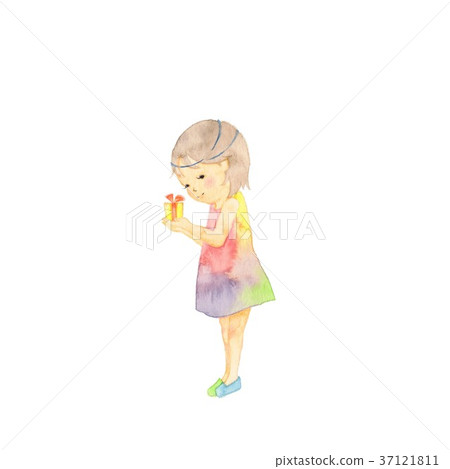 Fairy little girl with a present Fairy little girl with a present 37121811