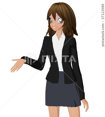 西裝女性燙髮2DCG插圖素材 西裝女性燙髮2DCG插圖素材 37122080