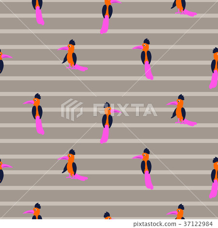 Simple pink striped bird seamless vector pattern. Simple pink striped bird seamless vector pattern. 37122984