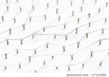 nails in white paper simulation network. linked nails in white paper simulation network. linked 37122986