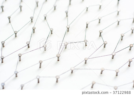 nails in white paper simulation network. linked nails in white paper simulation network. linked 37122988