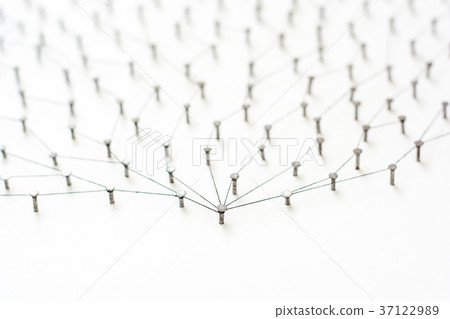 nails in white paper simulation network. linked nails in white paper simulation network. linked 37122989