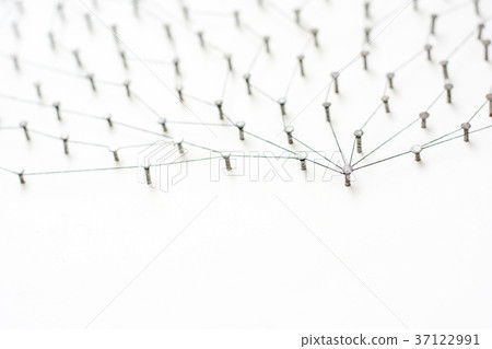 nails in white paper simulation network. linked nails in white paper simulation network. linked 37122991
