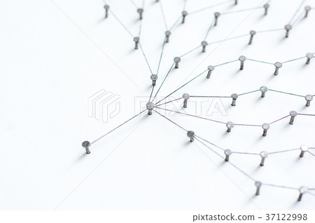 nails in white paper simulation network. linked nails in white paper simulation network. linked 37122998