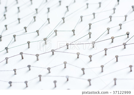 nails in white paper simulation network. linked  37122999