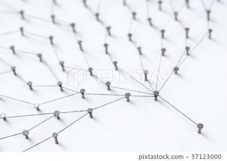nails in white paper simulation network. linked nails in white paper simulation network. linked 37123000