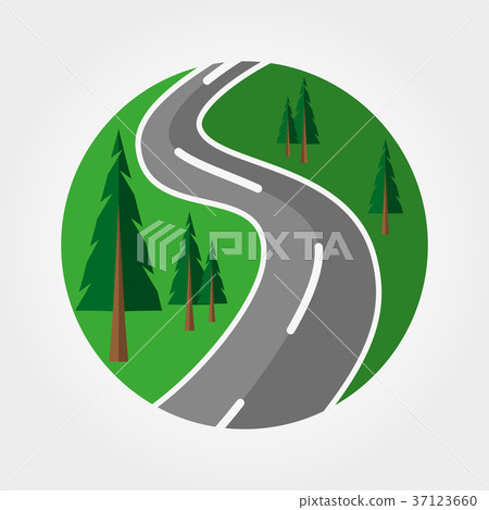 Road through the forest. Logotype. Badge. 37123660