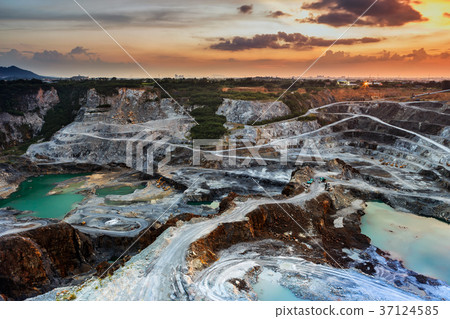opencast mining quarry with beautiful sunset opencast mining quarry with beautiful sunset 37124585