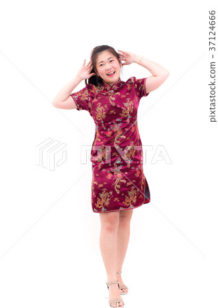Young asian woman cheongsam Chinese New Year 37124666