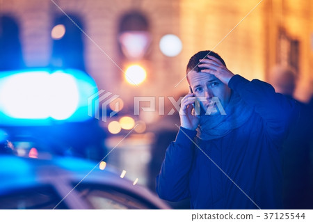 Young man calling after a crisis situation 37125544