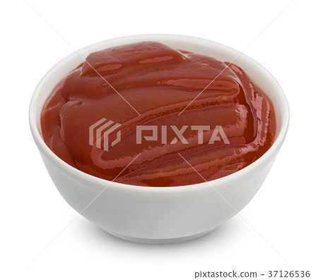 Bowl of ketchup isolated on white background Bowl of ketchup isolated on white background 37126536