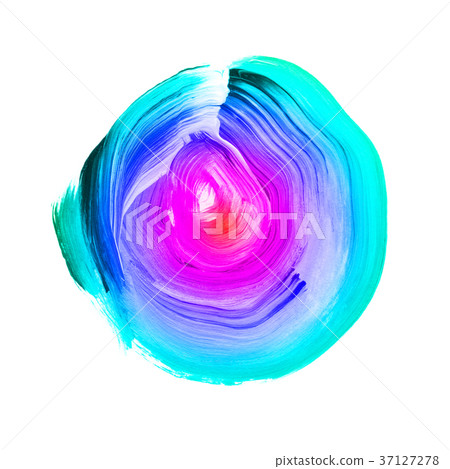 Blue pink textured acrylic circle. 37127278
