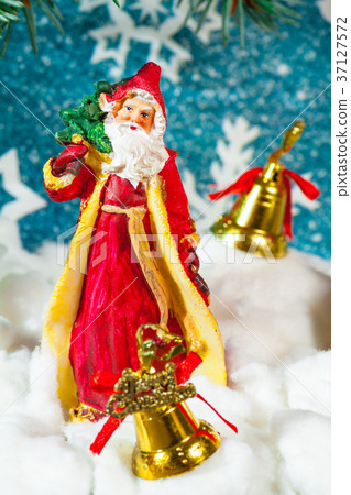 Illustration of Santa Claus in a sleigh with Illustration of Santa Claus in a sleigh with 37127572