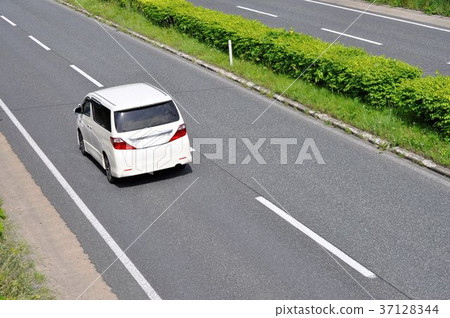 High angle view of running cars High angle view of running cars 37128344