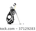 Golf equipment golf ball and golf bag isolated  37129283