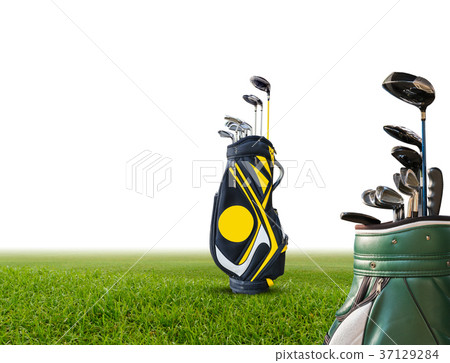 Golf bag and golf equipment isolated 37129284