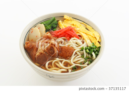 Traditional Okinawa pig pig legs buckwheat noodle Traditional Okinawa pig pig legs buckwheat noodle 37135117