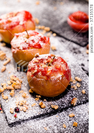 Red Baked Apples Stuffed Cottage Cheese And 37135578