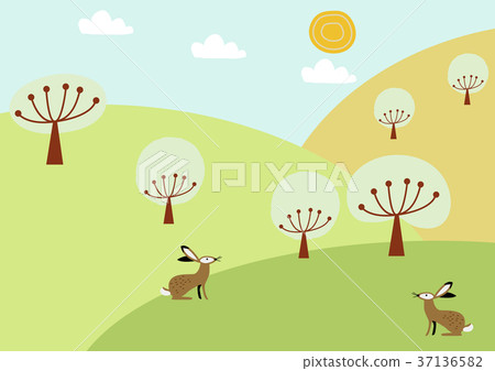 春天的風景。野公豬和領域的圖像。 春天的風景。野公豬和領域的圖像。 37136582