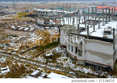 Top view of an abandoned construction site Top view of an abandoned construction site 37136678