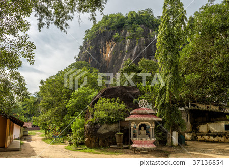 Mount with ancient Buddhist temple in Sri Lanka 37136854