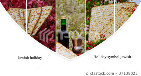 Jewish holiday Passover concept with matzah 37139023