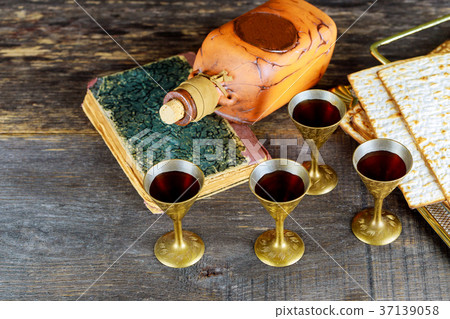 wine and matzoh Jewish holiday, Holiday symbol wine and matzoh Jewish holiday, Holiday symbol 37139058