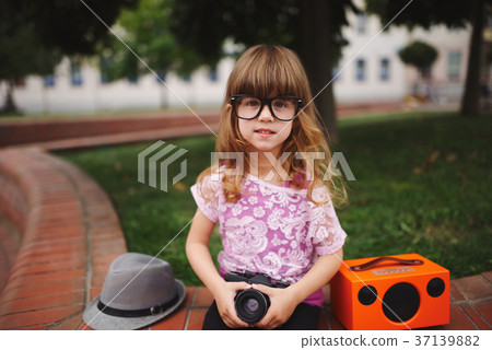 little hipster girl with big glasses little hipster girl with big glasses 37139882