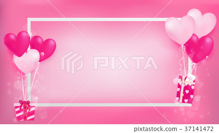 white border with balloon hearts  37141472
