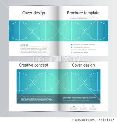 Bi fold square brochure template with dna molecule Bi fold square brochure template with dna molecule 37141557