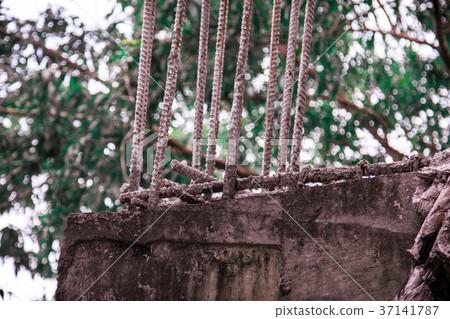 Cement piles and concrete piles Construction site Cement piles and concrete piles Construction site 37141787