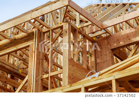 roof on stick built home under construction roof on stick built home under construction 37142502