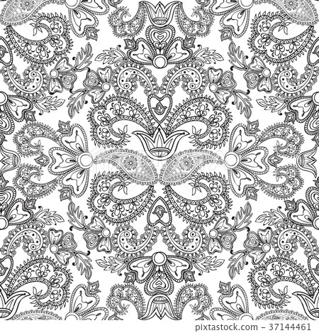 Floral seamless brocade pattern. Oriental ornament 37144461