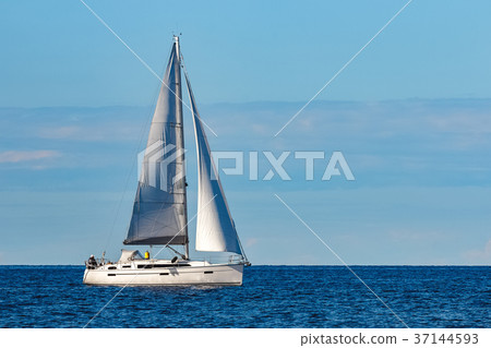White sailboat traveling at Riga 37144593