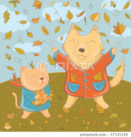 Vector illustration of september with funny pets 37145140