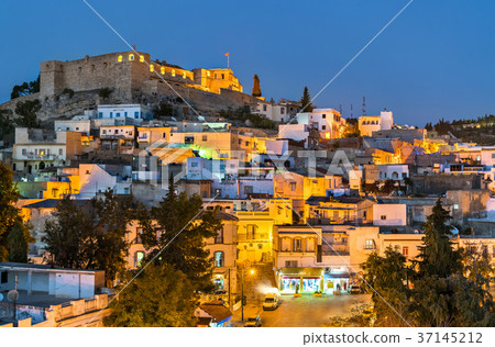 Night skyline of El Kef, a city in northwestern 37145212