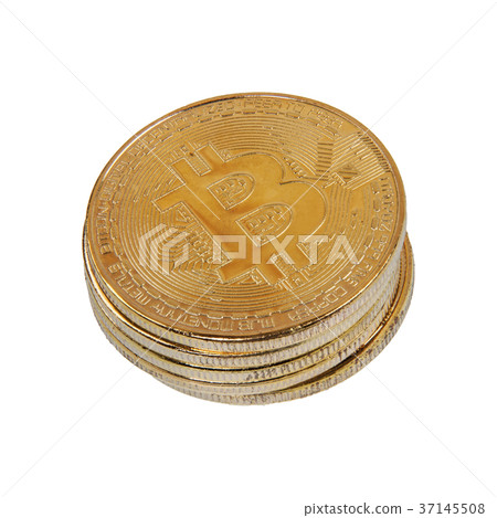 Gold Bitcoins on a white background Gold Bitcoins on a white background 37145508