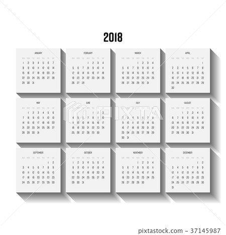 Vector calendar - Year 2018. Week starts from Vector calendar - Year 2018. Week starts from 37145987